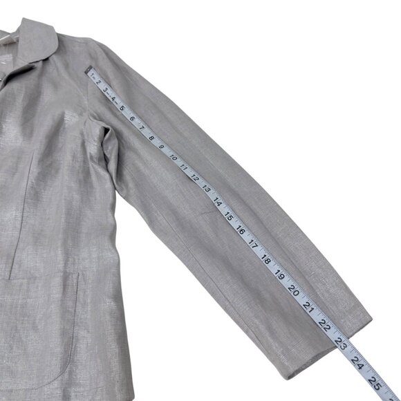 Epiegel Womens Silver Linen Button-Down Blazer Jacket Size 18 Lightweight With P - Picture 7 of 14